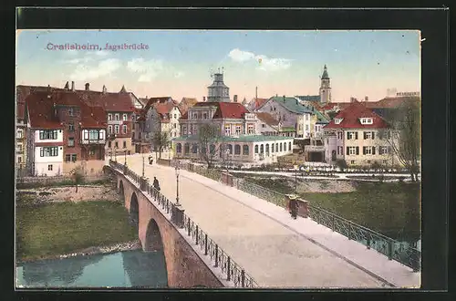 AK Crailsheim, Ortspartie mit Jagstbrücke