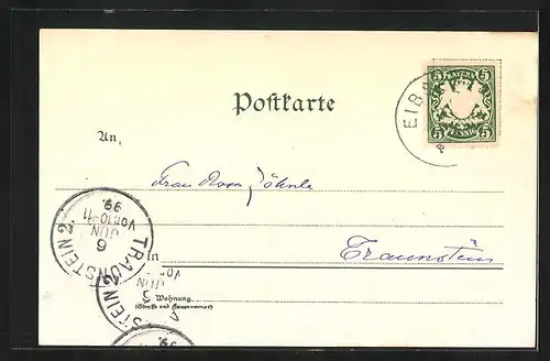 Lithographie Eibsee, Gasthaus am See mit Bergpanorama