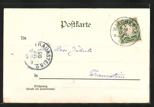 Lithographie Walchensee, Ortsansicht vom anderen Ufer