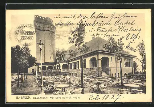 AK Baden-Baden, Restaurant auf dem Merkur