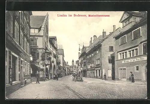 AK Lindau /Bodensee, Maximilianstrasse mit Gasthaus