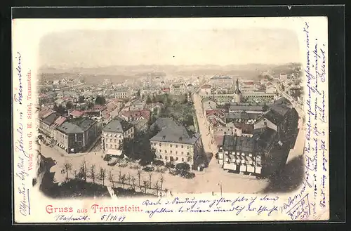 AK Traunstein, Teilansicht mit Strassenpartie