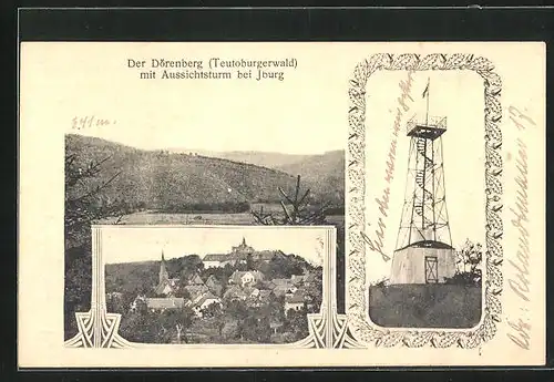 AK Iburg /Teutoburgerwald, Dörenberg mit Aussichtsturm, Teilansicht, Panorama