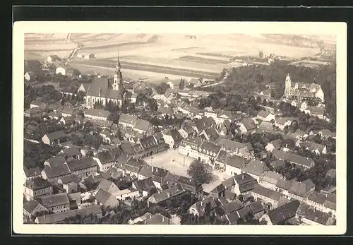 AK Strehla a. d. elbe, Teilansicht mit Kirche, Fliegeraufnahme