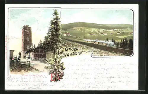 AK Stützengrün, Gasthaus Kuhberg bei Schönheide, Prinz Georg Turm