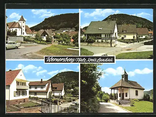 AK Wernersberg /Pfalz, Strassenpartie mit Wohnhäusern, Kapelle