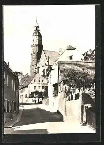 AK Kamenz / Sa., Blick in die Pulsnitzer Stasse auf das Tuchhaus Körner