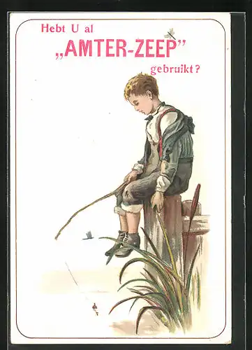 AK Reklame für Amter-Zeep, Kleiner Angler