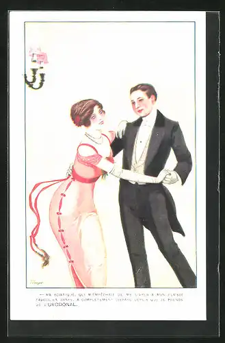 Künstler-AK Reklame für Medikament Urodonal, Paar beim Tanz