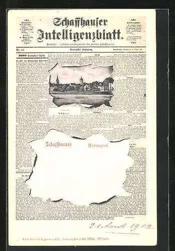 AK Schaffhausen, Rheinquai, Schaffhauser Intelligenzblatt