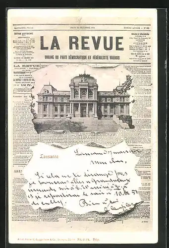 AK Lausanne, Repräsentatives Gebäude, Zeitung La Revue