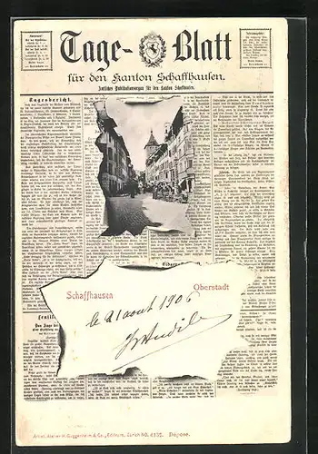 AK Schaffhausen, Oberstadt, Zeitung Tage-Blatt