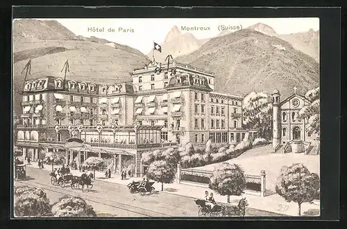 Künstler-AK Montreux, Hotel de Paris