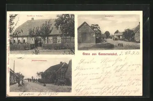 AK Gannerwinkel, Gasthaus Schulze, Stöckenerstrasse, Dorfplatz