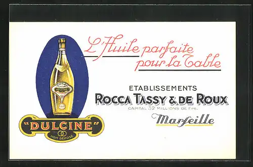 AK Marseille, Reklame für Dulcine, Etablissements Rocca Tassy & De Roux