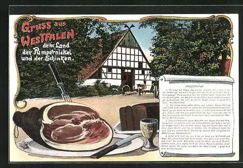 AK Westfalen, Pumpernickel und aufgeschnittener Schinken, Rezept