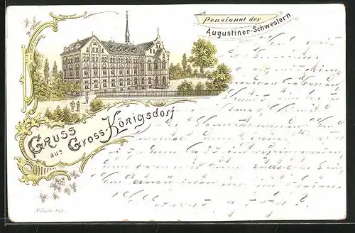Lithographie Gross-Königsdorf, Pensionat der Augustiner-Schwestern