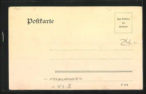 Künstler-AK Oberlahnstein, Amicitia sei`s Panier, Lahneck, Studentenwappen