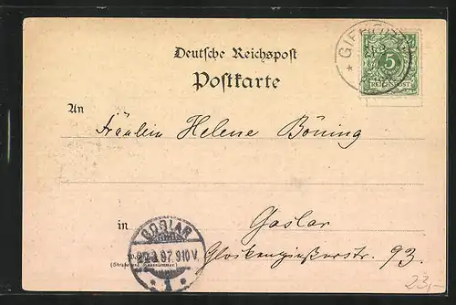 Lithographie Gifhorn, Hauptstrasse, Kirche, Schloss