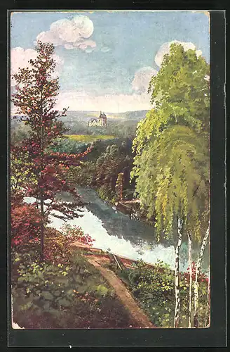 Künstler-AK Niederschlema /Erzgeb., Blick ins Muldental