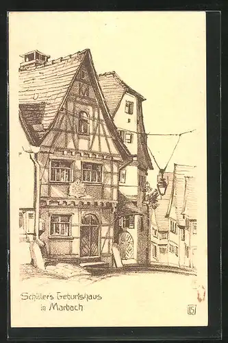 Künstler-AK Marbach, Schiller`s Geburtshaus