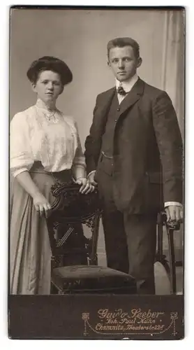 Fotografie Guido Seeber, Chemnitz, Theaterstr. 22, Portrait junges bürgerliches Paar in eleganter Kleidung