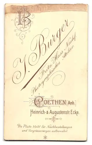 Fotografie J. Burger, Coethen / Anh., Heinrich- & Augustenstr., Portrait elegantes bürgerliches Paar