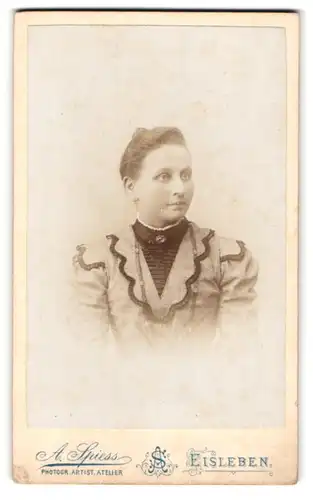 Fotografie A. Spiess, Eisleben, Bahnhofstr. 8, Portrait elegante junge Frau im Halbprofil