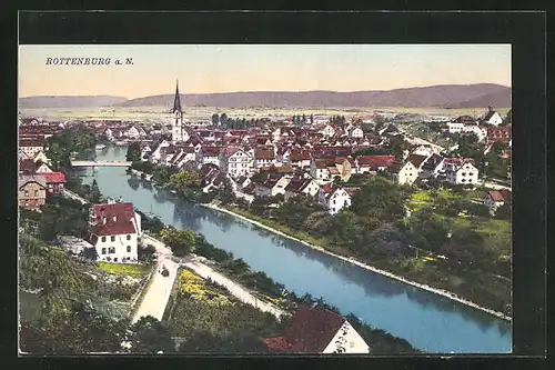 AK Rottenburg a. N., Flusspartie und Ansicht des Ortes
