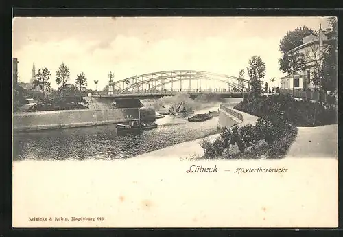 AK Lübeck Dampfer unter der Hüxterthorbrücke