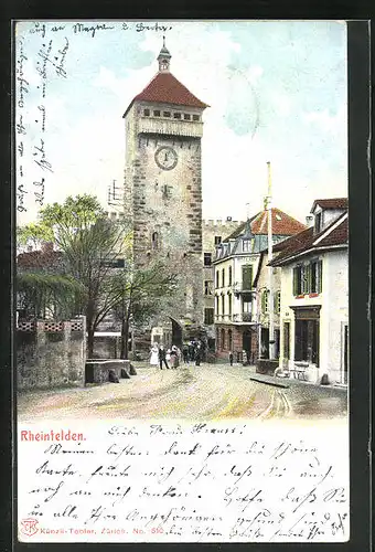 AK Rheinfelden, Strassenpartie mit Turm