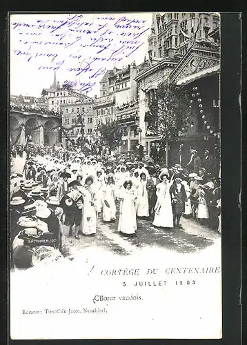 AK Lausanne, Cortege du Centenaire 1903, Choeur vaudois