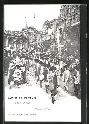 AK Lausanne, Cortege du Centenaire 1903, Tireurs a l`arc
