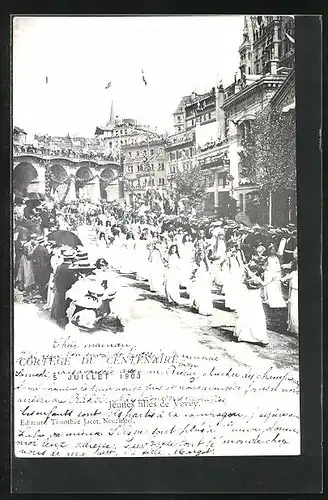 AK Lausanne, Cortege du Centenaire 1903, Jeunes filles de Vevey