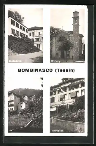 AK Bombinasco i. Tessin, Kinderheim, Kirche, Ortsansicht