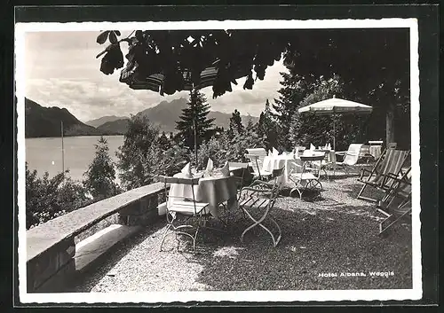 AK Weggis, Hotel Albana, Aussicht auf See und Pilatus