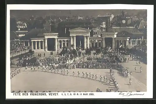 AK Vevey, Fête des Vignerons 1905, Tanz auf dem Festplatz