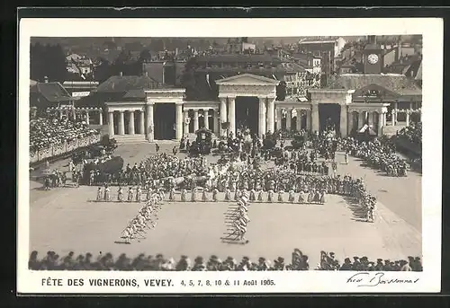 AK Vevey, Fête des Vignerons 1905, Tanz auf em Festplatz