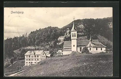 AK Seelisberg, Ortspartie mit Kirche