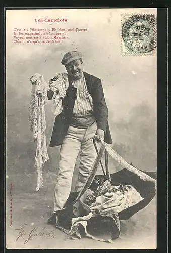AK Les Camelots, C`est le Printemps, Eh bien..., Händler mit Altkleidern