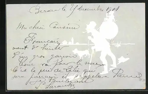 Präge-AK Bettler mit einem Hund und einem Affen