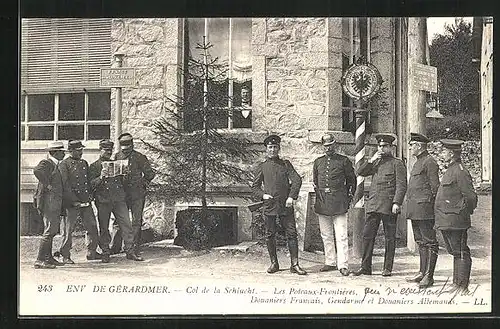 AK Col de la Schlucht, Les Poteaux-Frontieres, Soldaten an der Grenze