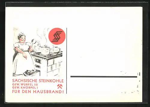 AK Frau kocht mit Sächsischer Steinkohle