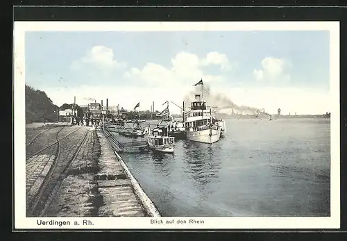 AK Uerdingen a. Rh., Blick auf den Rhein, Dampfer