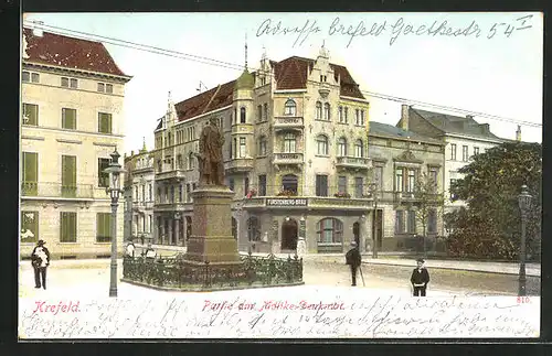 AK Krefeld, Partie am Moltke-Denkmal