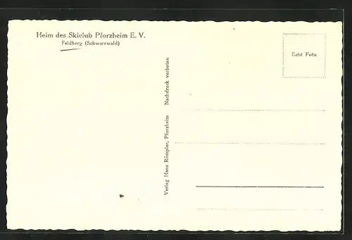 AK Feldberg /Schwarzwald, Heim des Skiclub Pforzheim E.V.