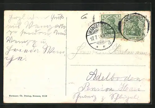 AK Wangeroog, Strand mit Warmbadehaus, Signalstation, Giftbude