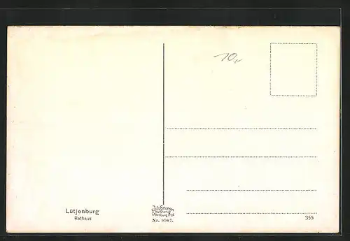 Künstler-AK Lütjenburg, Rathaus bei Vollmond