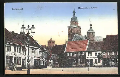 AK Tennstedt, Marktplatz mit Kirche