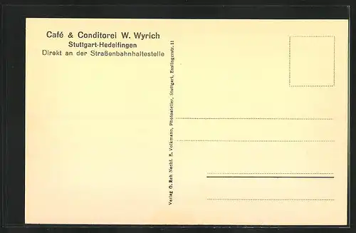 AK Stuttgart-Hedelfingen, Cafe und Conditorei W. Wyrich, Innenansicht